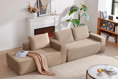 New 96.9"Cloud Sectional Couch with L-Shape Chaise,Modern Modular Sofa with Deep Seat,Upholstered Couches for Living Room Bedroom,No Assembly Required,(Corduroy Fabric),Camel,left image 3