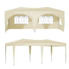 10'x20' Pop Up Canopy Tent with 6 Sidewalls, Ez Pop Up Outdoor Canopy for Parties, Waterproof Commercial Tent with 3 Adjustable Heights, Carry Bag, 6 Sand Bags, 6 Ropes and 12 Stakes, Blue