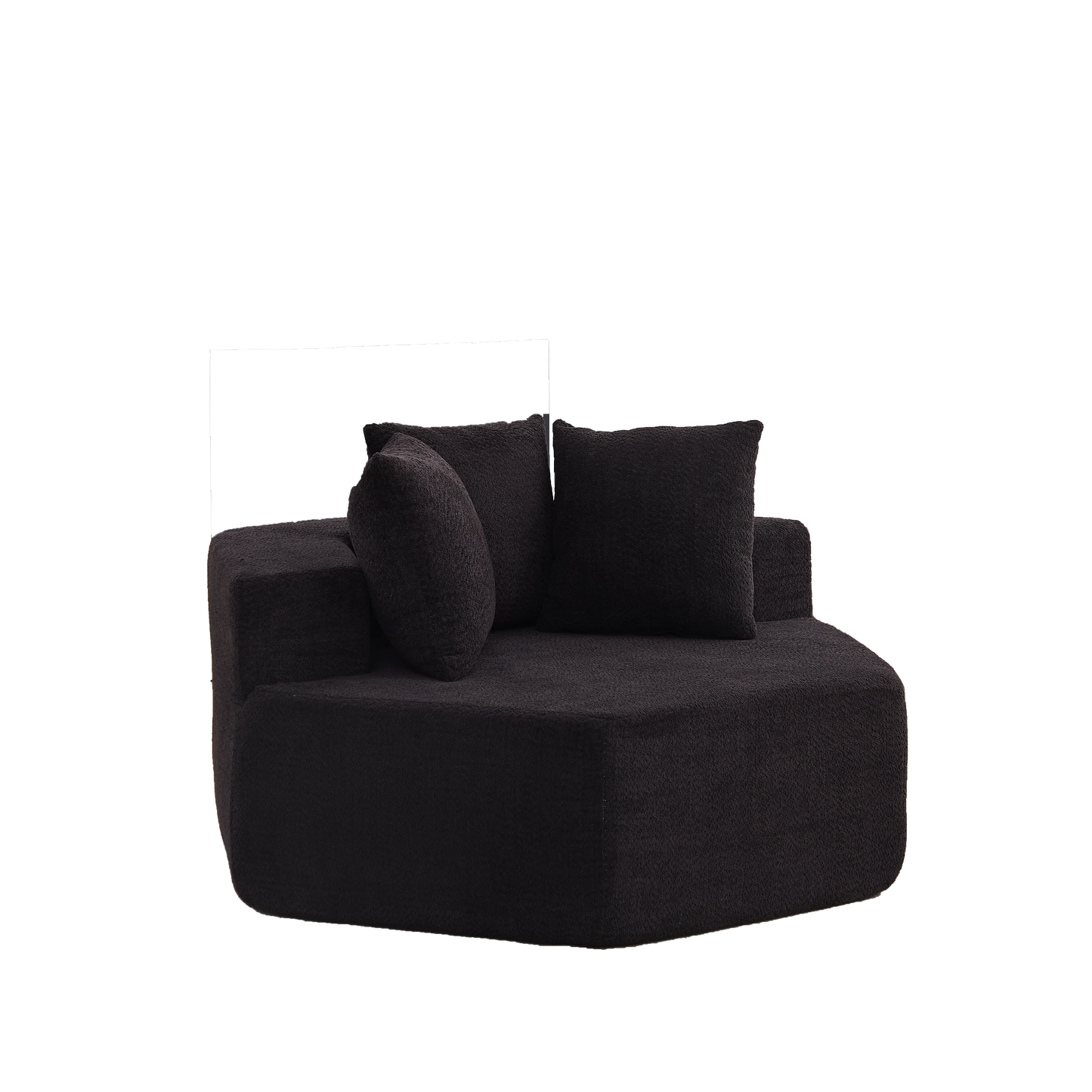 54-inch Modern-style hexagonal single lounge chair, featuring versatile arrangements and a modular design; this chenille-upholstered sofa is ideal for lounges, game rooms, living rooms, and bedrooms. image 10