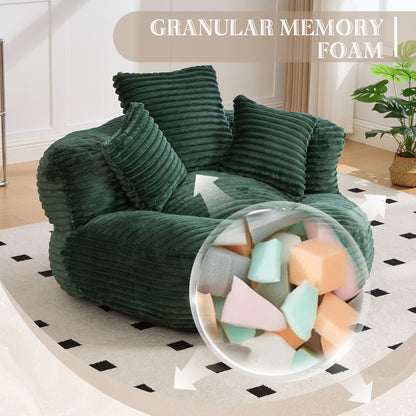 Single Bean Bag Chairs, Bean Bag Sofa for Adults, Kids,Corduroy Bean Bag Chair with 3 Pillows & Armrest,Beanbag Chair & Lazy Sofa with Foam Filler for Bedroom Living Room Dorm image 2