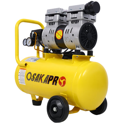 1.5HP Silent Oil-Free Air Compressor 8 Gallon, Oil-Free, Electric Shop Air Compressor Portable,Lightweight with Wheels, 70 dBA Noise Level, with Automatic Drain Valve,Yellow image 3