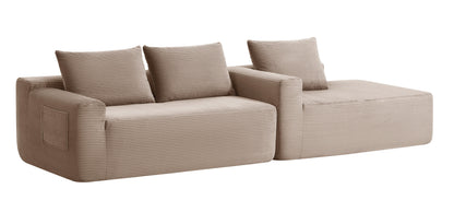 96.9" Cloud Sectional Couch with L-Shape Chaise,Modern Modular Sofa with Deep Seat, Upholstered Couches for Living Room Bedroom,No Assembly Required, (Corduroy Fabric),Camel,Right image 11