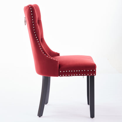 Classic Velvet Dining Chairs, High-end Tufted Solid Wood Contemporary Velvet Upholstered Dining Chair with Wood Legs Nailhead, SET OF 2,Burgundy, Wine Red,SW2001WR image 4
