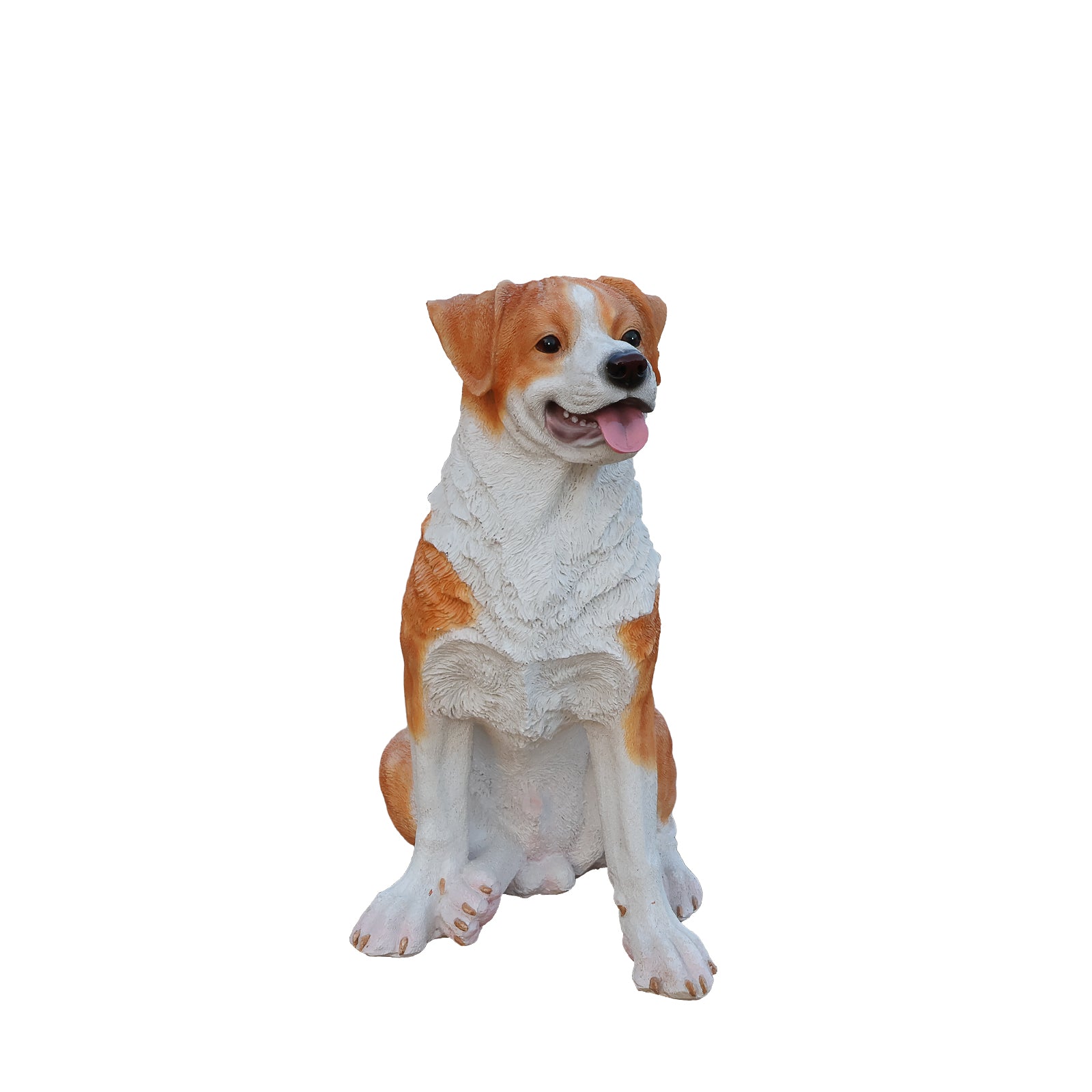 Lifelike Hound Dog Statue, Realistic Resin Animal Figurine for Indoor Outdoor Garden Lawn Yard Home Decor, Art Craft Gift, Brown+White image 7