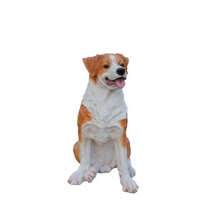 Lifelike Hound Dog Statue, Realistic Resin Animal Figurine for Indoor Outdoor Garden Lawn Yard Home Decor, Art Craft Gift, Brown+White image 7