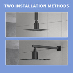 8" Square Rain Shower Head - Ultra-Thin 304 Stainless Steel - Black