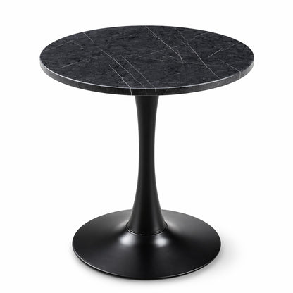 Round Dining Table, 23.6" Circle Tulip Table with Thickened Tabletop & Metal Pedestal, Mid Century Modern Bistro Table for Kitchen, Small Places, Living Room, Cafe (Faux Marble) image 1