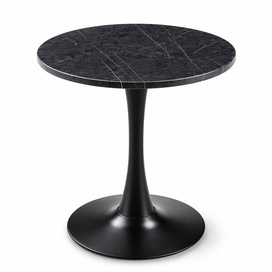 Round tulip dining table 23.6 inch faux marble top black base
