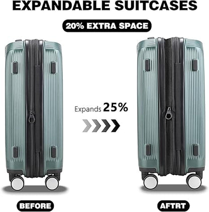 Hard Shell Luggage Set 20"+28", Expandable Design, PC Material Suitcase with TSA Lock, Quiet Spinner Wheels, Carry On & Checked Luggage 2 Piece Set image 2