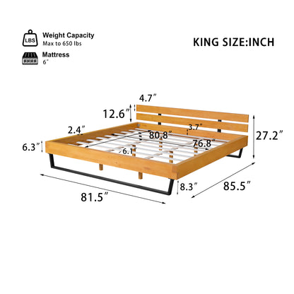 PINE WOOD BED FRAME KING SIZE,NATURAL & BLACK COLOR image 3