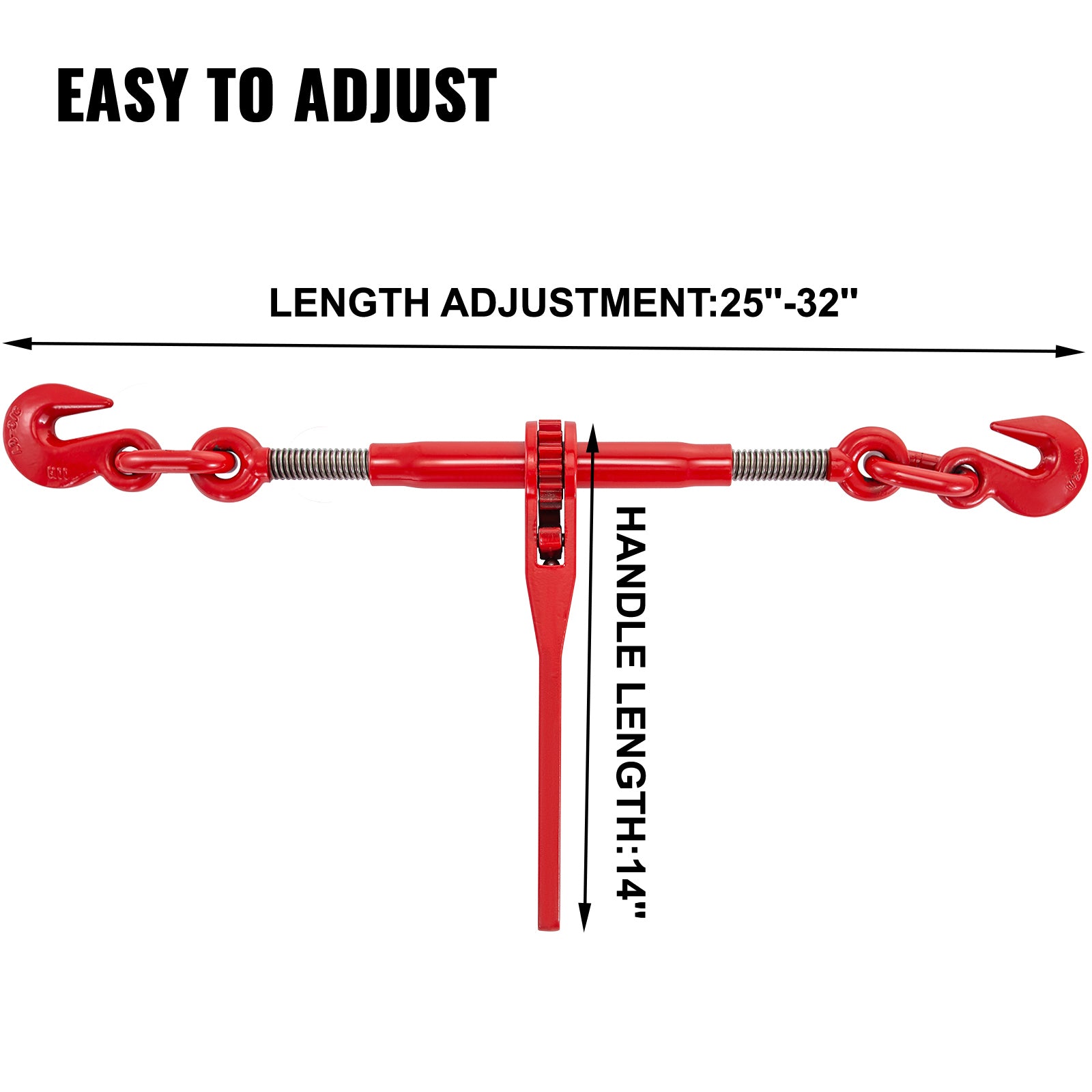 Chain and Binder Kit 3/8in-1/2in, Ratchet Load Binders 9215lbs Working Strength, Ratchet Binders and Chains, 3/8in x 10ft Chains with G70 Hooks, for Truck, Tie Down, Hauling, Towing image 6