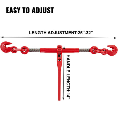 Chain and Binder Kit 3/8in-1/2in, Ratchet Load Binders 9215lbs Working Strength, Ratchet Binders and Chains, 3/8in x 10ft Chains with G70 Hooks, for Truck, Tie Down, Hauling, Towing image 6