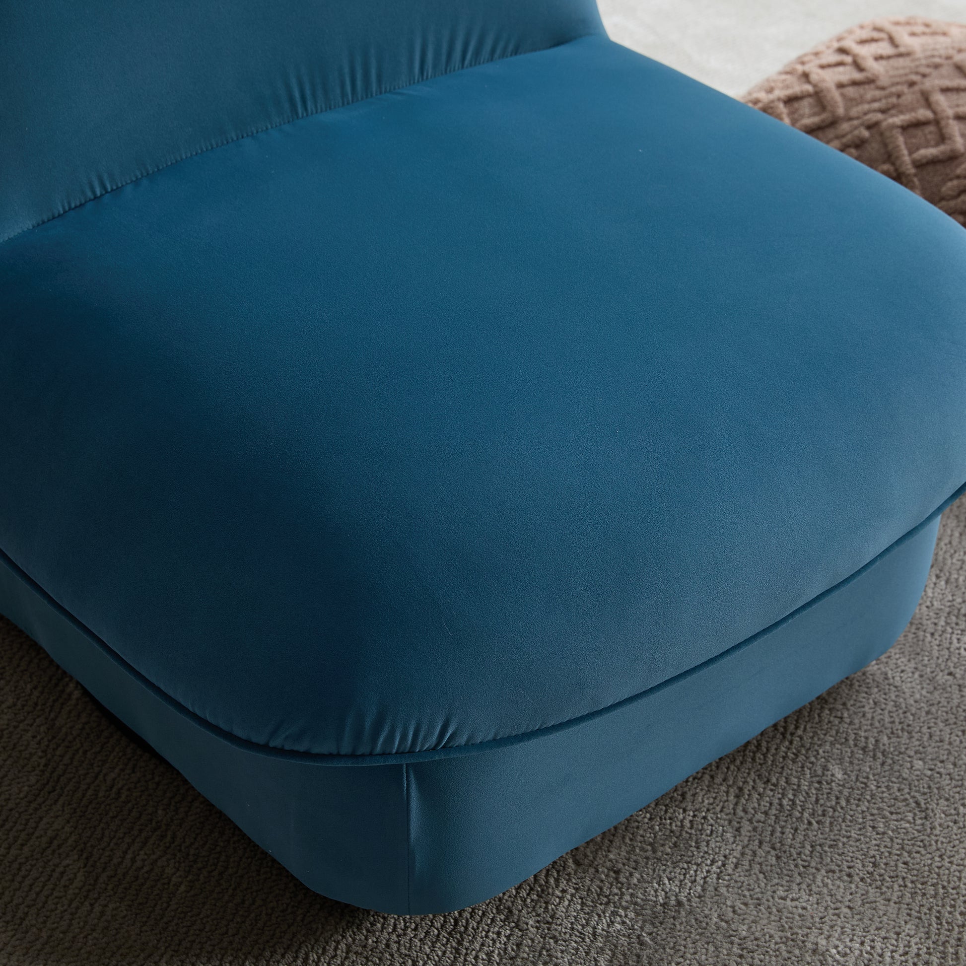 Swivel Accent Chair, 360-degree Metal Base with Velvet Fabric Upholstery, Comfy Pumpkin-Shaped Swivel Chair for Living Room, Bedroom, or Office image 5