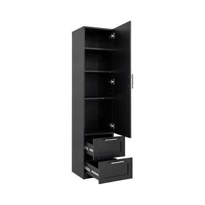 Standard kitchen Pantry,Tall Cabinet,Freestanding Cabinet with one door and two drawers for Kitchen, Dining Room, BLACK image 10
