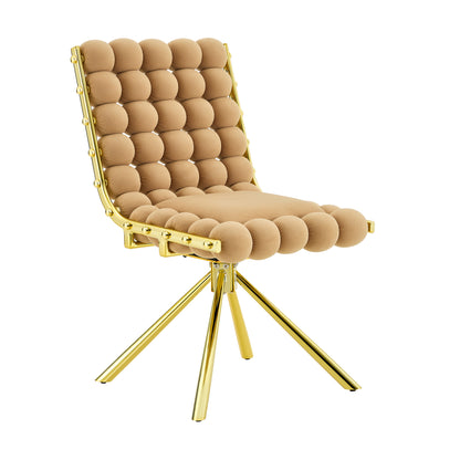 Set of 2 Tufted Ball Backrest Swivel Chair with Gold Metal Legs, Stylish Armless Chair for Home Office, Bedroom & Dining Area image 9