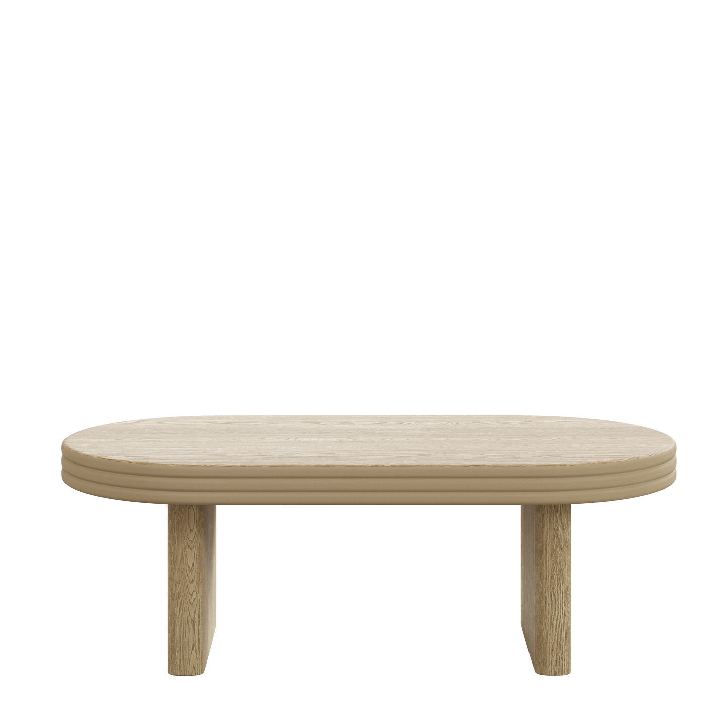 Mid Century Modern Oval Fluted Coffee Table, Farmhouse Wood Coffee Table, Cocktail Table, Center Table for Living Room, Office, Home Decor(Natural, 23.62" D x 47.24" W x 16.34" H) image 5