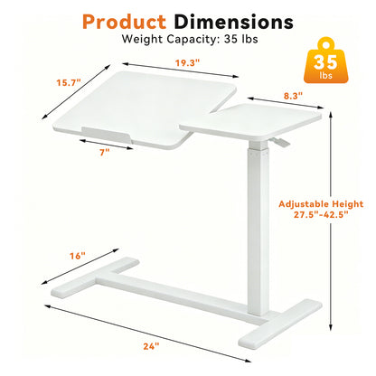 Mobile Adiustable Standing Desk, White image 3