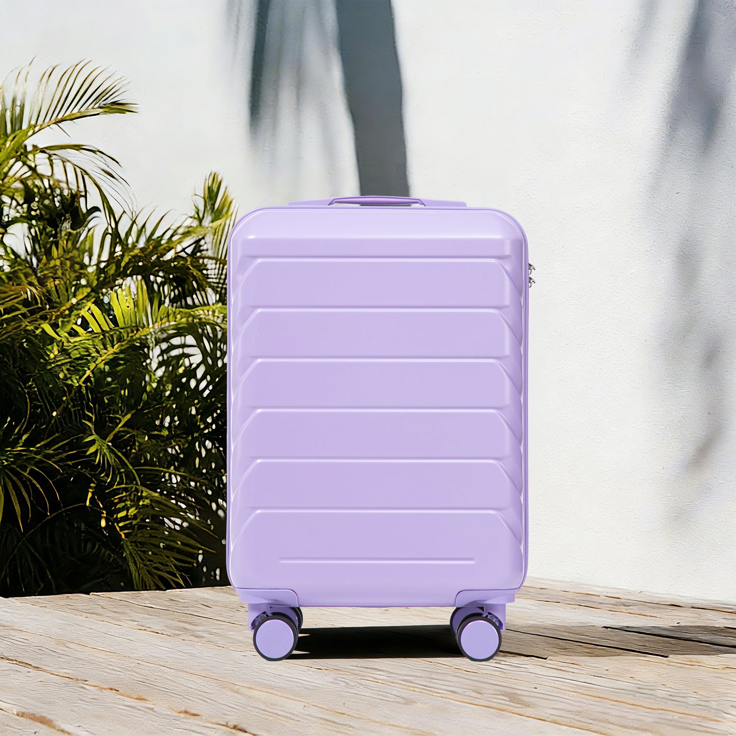 20 Inch ABS Hard Shell Travel Checked Luggage - Scratch Resistant Surface Four Multi-Directional Wheels, With Combination Lock.(Blue+Purple) image 5