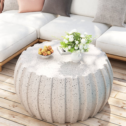35.43" Modern Waterproof Coffee Table, Durable MgO Cement Design,Indoor & outdoor compatible(White) image 3