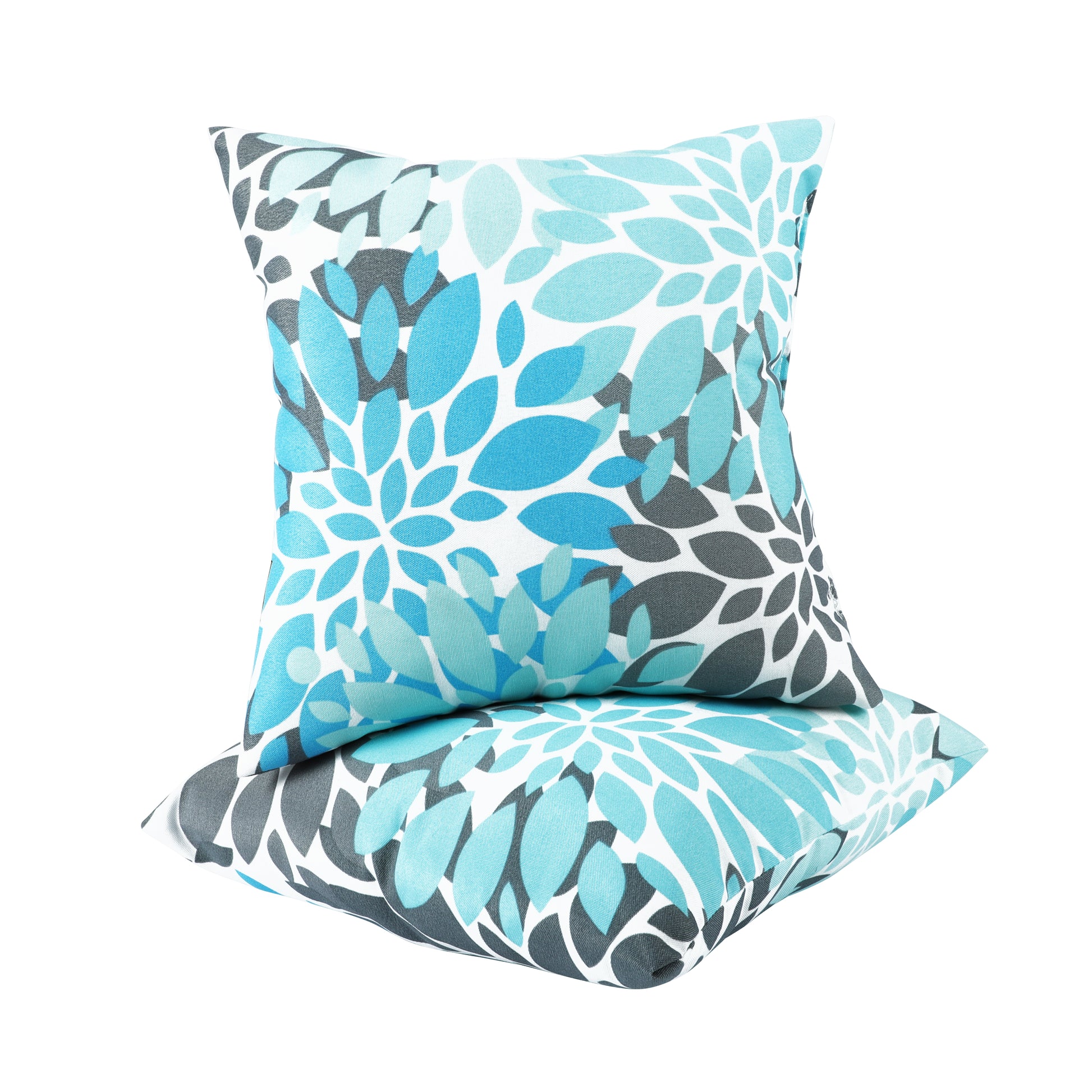 4 Pack Outdoor Pillow Covers ONLY 18x18 Inch, Water-Repellent Decorative Cushion Covers for Patio Furniture, Garden, Porch, Balcony and Outdoor-Teal and Grey Dahlia image 6
