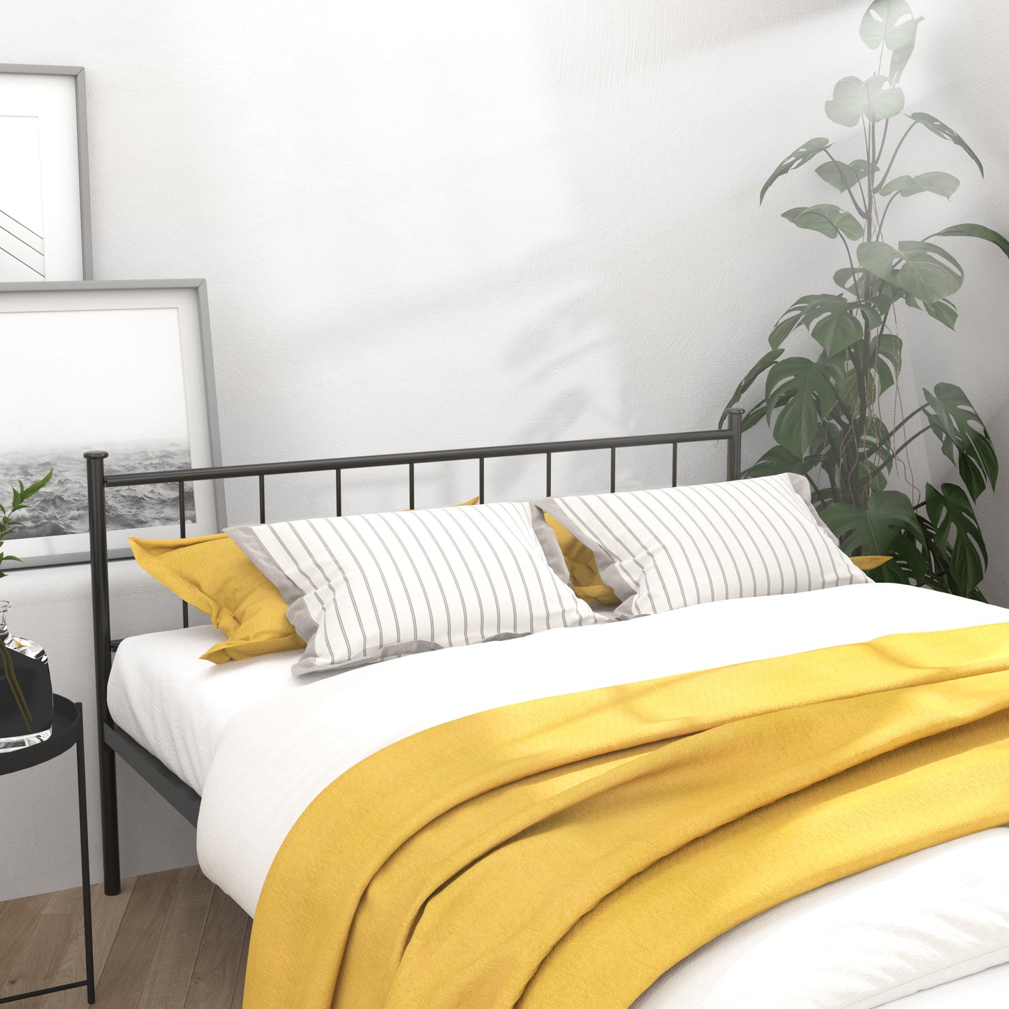 Queen Size Bed Frame, Headboard and Footboard,Structurally Stable, Under Bed Storage,No Box Spring Needed,Black image 3