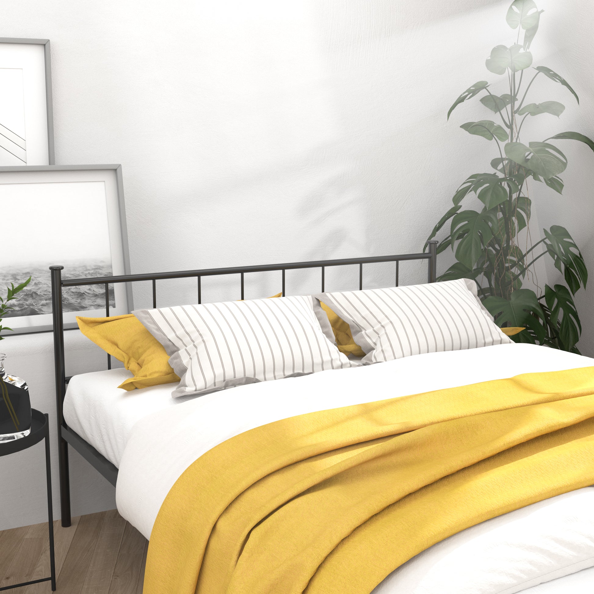 Queen Size Bed Frame, Headboard and Footboard,Structurally Stable, Under Bed Storage,No Box Spring Needed,Black image 3