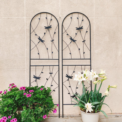 4 Pack Metal Garden Trellis 71" x 19.7" Rustproof Trellis for Climbing Plants Outdoor Flower Support Dragonfly Deco Black image 10
