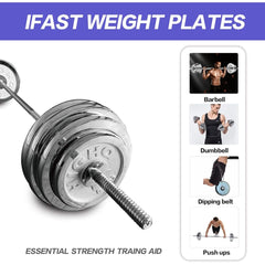 66LB Adjustable Chrome Cast Barbell Weights for Home Gym Workout