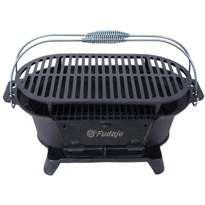 Oval Cast Iron Grill Outdoor, Portable Charcoal Grill and Tabletop Cast Iron Skillet - 100% Cast Iron, Durable, Small Charcoal Grill, Camping Stove, Hibachi Grill image 4