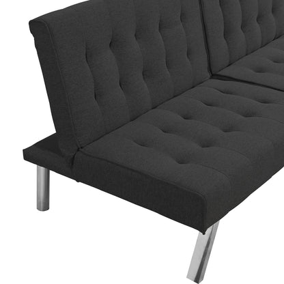 WOOD FRAME, STAINLESS LEG, FUTON, SOFA BED BLACK image 11