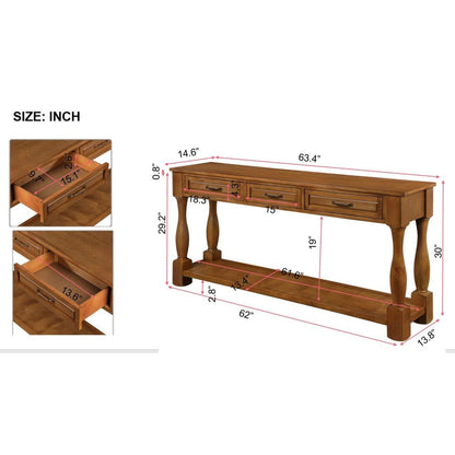 63 inch hallway table with shelf - full room setting