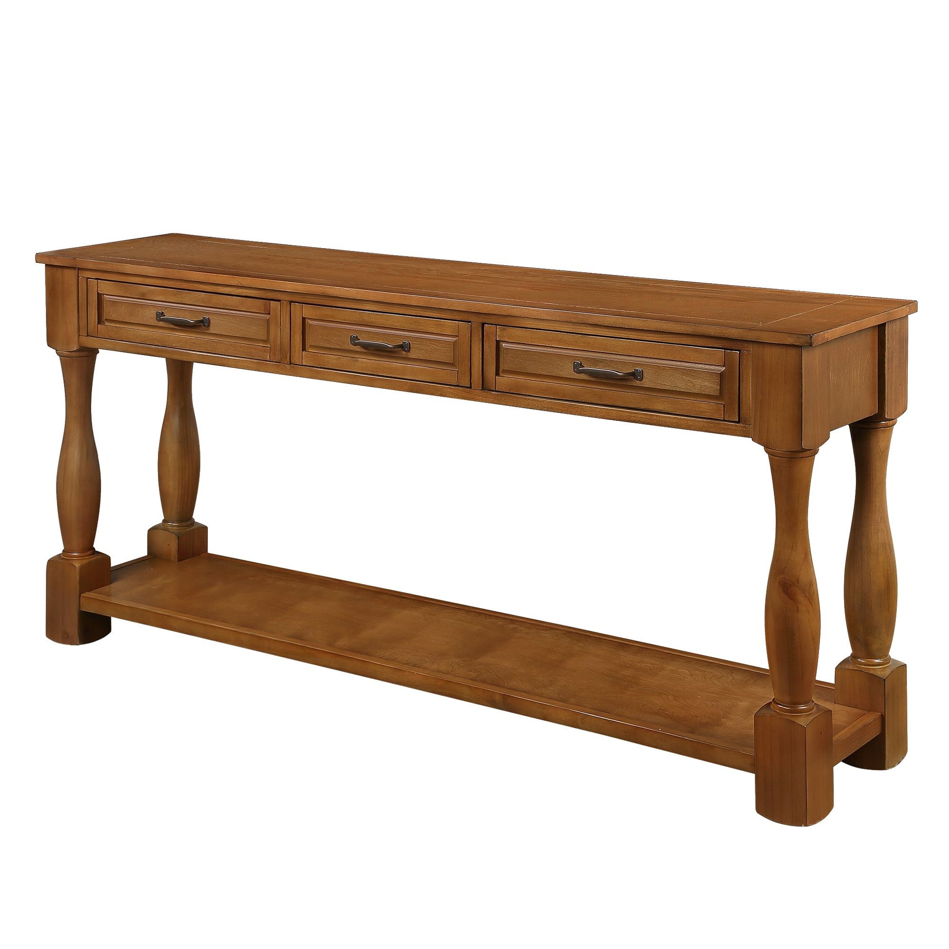 63inch Long Wood Console Table with 3 Drawers and 1 Bottom Shelf for Entryway Hallway Easy Assembly Extra-thick Sofa Tab image 13