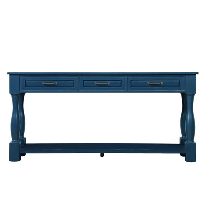 63inch Long Wood Console Table with 3 Drawers and 1 Bottom Shelf for Entryway Hallway Easy Assembly Extra-thick Sofa Tab image 14