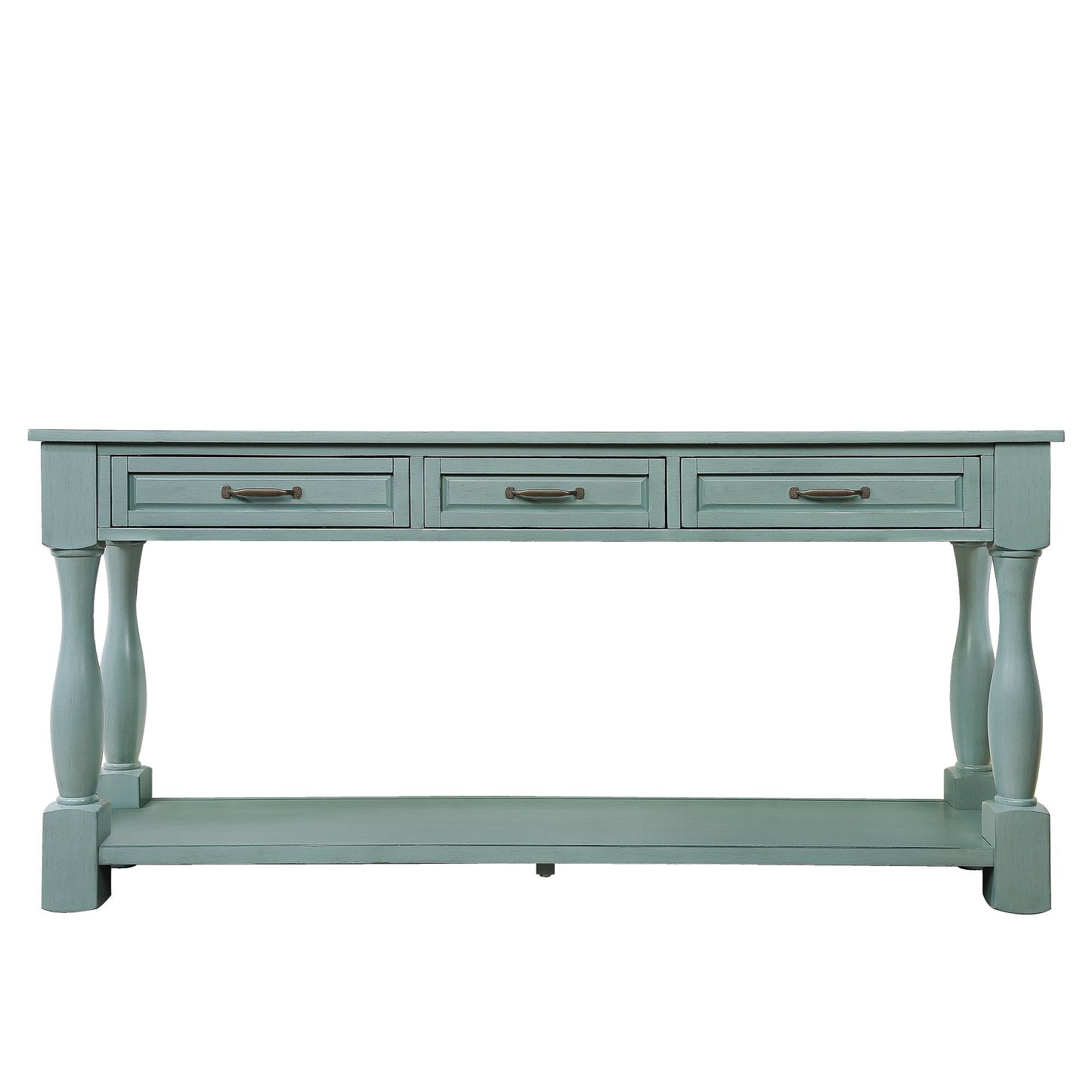 Console table with storage retro blue packaging