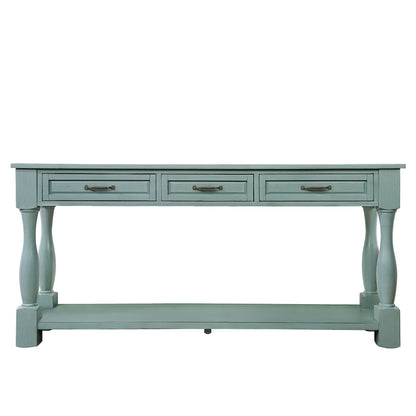 Console table with storage retro blue packaging