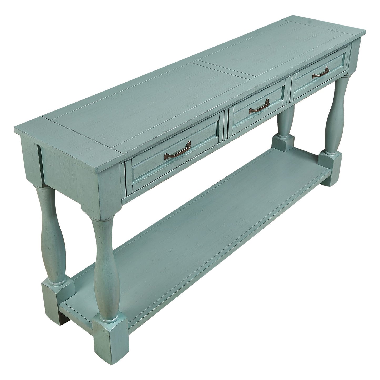 63 inch long console table retro blue hallway setup