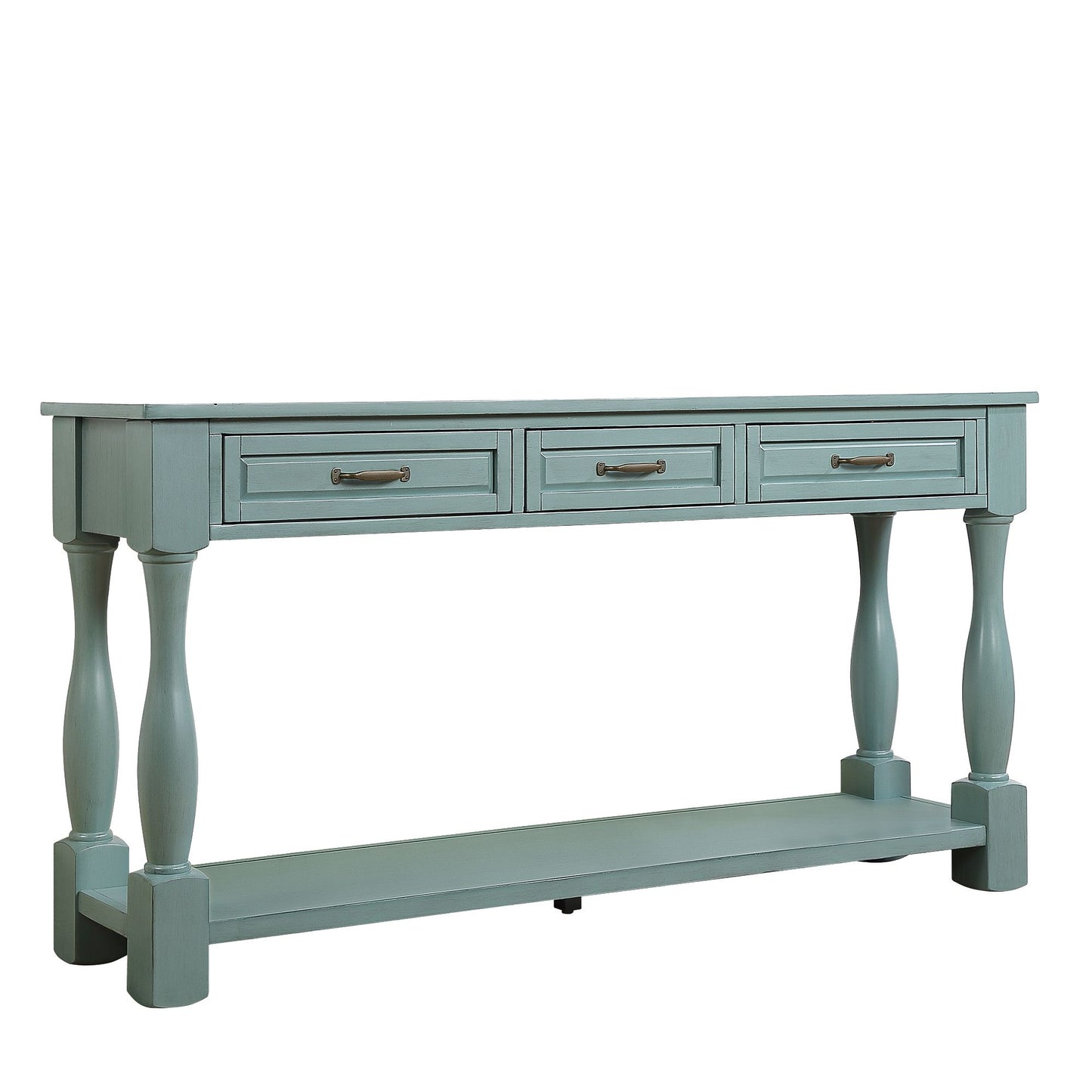 Console table with 3 drawers retro blue assembly
