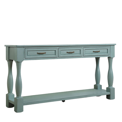 Console table with 3 drawers retro blue assembly