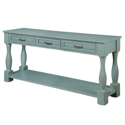 63inch Long Wood Console Table with 3 Drawers and 1 Bottom Shelf for Entryway Hallway Easy Assembly Extra-thick Sofa Tab image 14