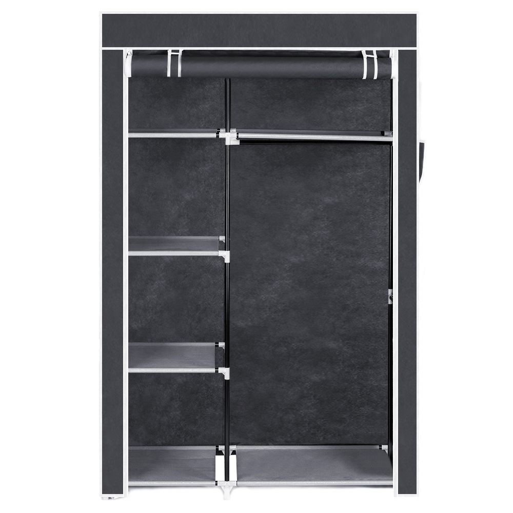 Portable closet storage with six shelves for folded clothes