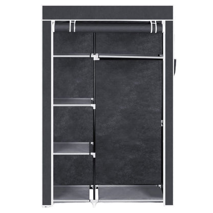 Portable closet storage with six shelves for folded clothes