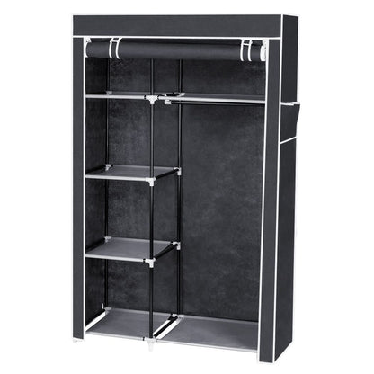64-inch portable closet organizer wardrobe with shelves in gray - front view