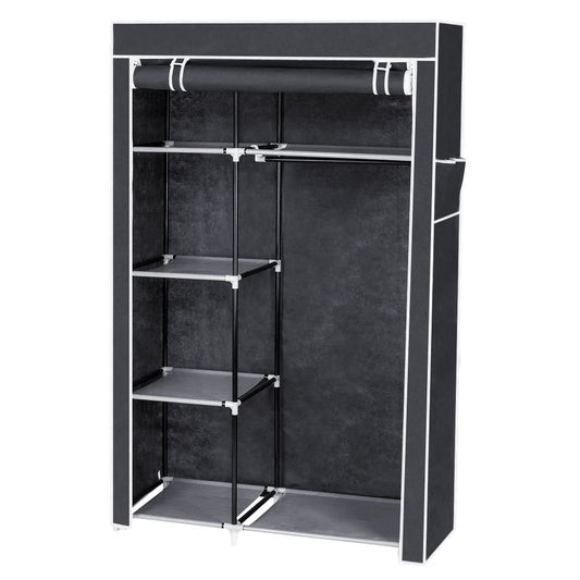 64-inch portable closet organizer wardrobe with shelves in gray - front view