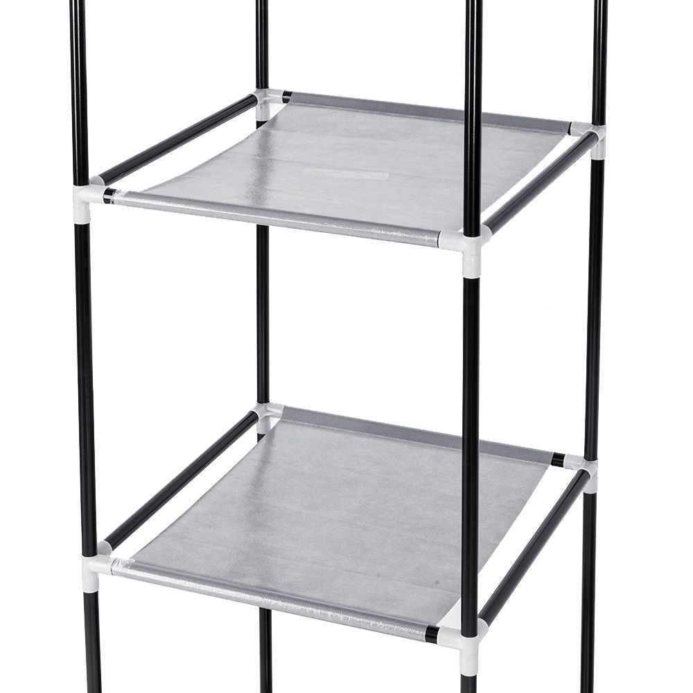 Movable hanging rod in portable wardrobe for longer garments