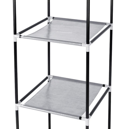 Movable hanging rod in portable wardrobe for longer garments