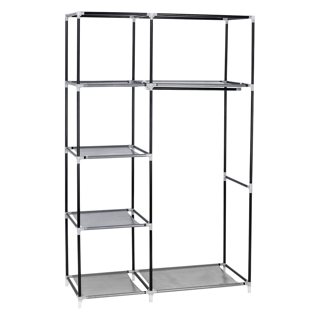 Portable closet with steel tube frame and fabric cover