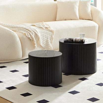 Nested table set 2 pieces, MDF coffee table set Living room/lounge area, black image 4