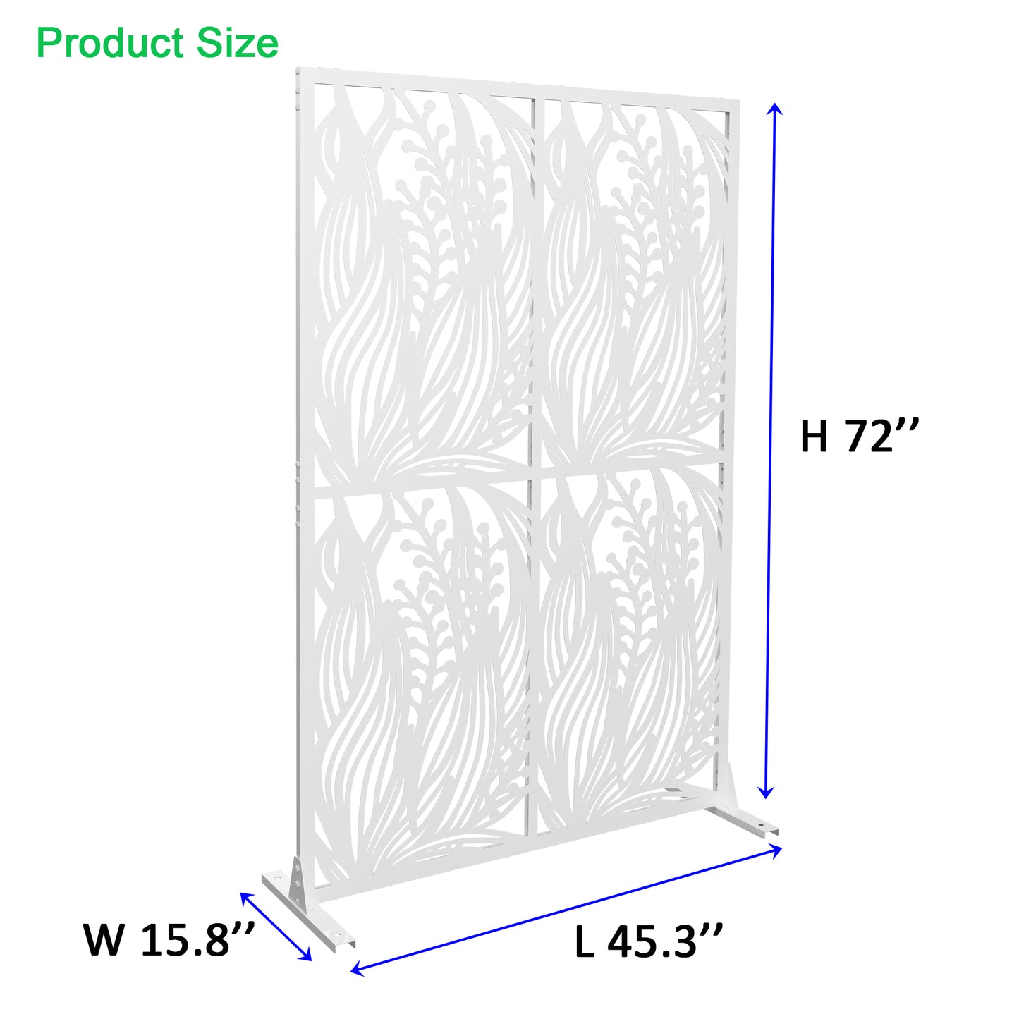 Metal Privacy Screens W3.8Ft X H6Ft Outdoor and Indoor Divider with Free Standing Decorative Privacy Screen for Balcony Patio Garden Room Divider, White Leaf Shape image 6