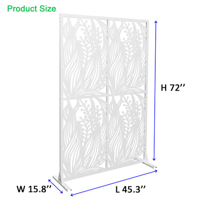 Metal Privacy Screens W3.8Ft X H6Ft Outdoor and Indoor Divider with Free Standing Decorative Privacy Screen for Balcony Patio Garden Room Divider, White Leaf Shape image 6