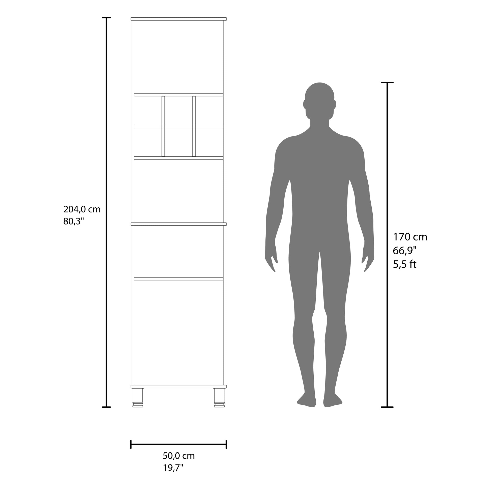 Attica 80" High, Double Door Kitchen Pantry Cabinet with Six Space Cubbies 4 Interior Shelves, Tall Storage Cabinets for Kitchen image 7